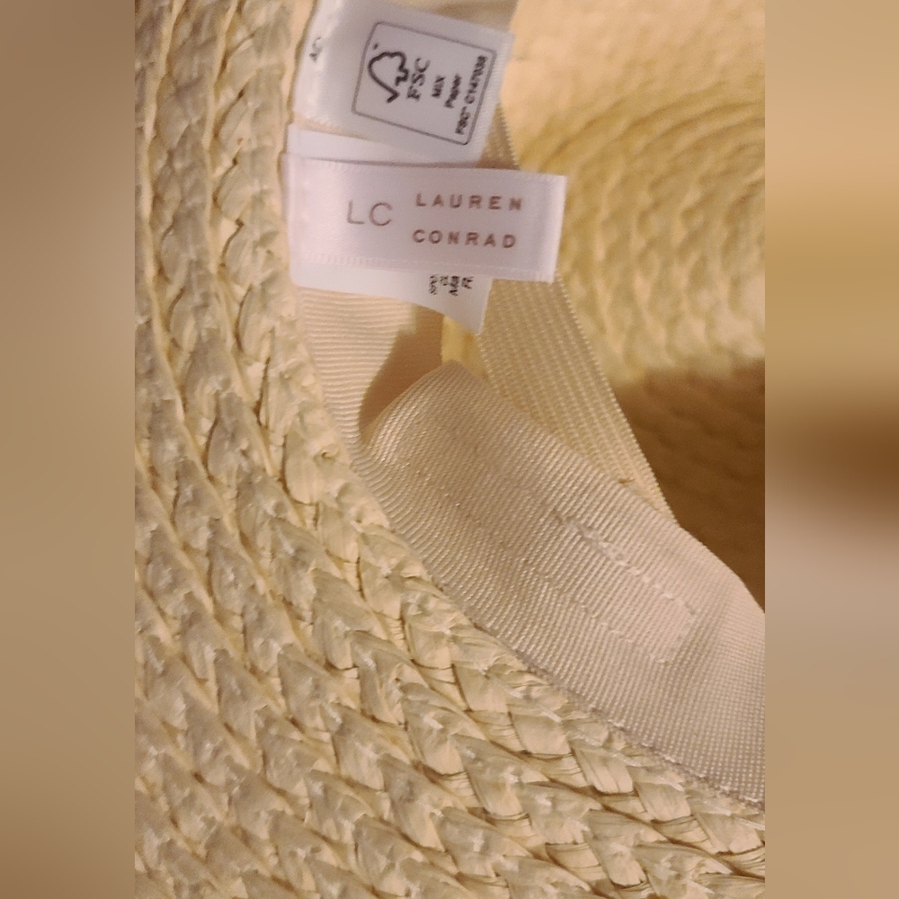 LC Lauren Conrad Cream Straw Hat with Tan Ribbon - Picture 3 of 3